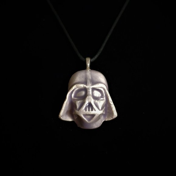 Handmade Ceramic Pale Lilac Darth Vader Pendant Necklace - Picture 2 of 15